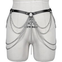 Women PU Leather Harness Punk Waist Chain Harness Sexy Strap Chain Harness Stocking Garter Belt