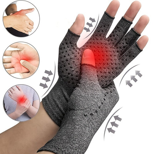 1pair Unisex Compression Gloves With Anti Slip For Arthritis Relief 1