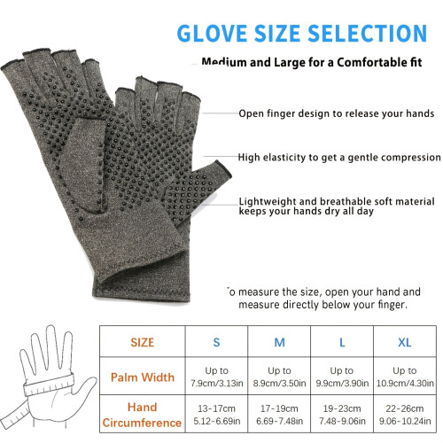1pair Unisex Compression Gloves With Anti Slip For Arthritis Relief 2