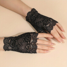 Lace Short Gloves Floral Fingerless Gloves Women Decorative Dress Gloves UV Protection Accessories