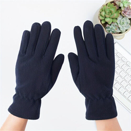 Solid Polar Fleece Gloves Thickened Warm Gloves Unisex Coldproof Gloves 2