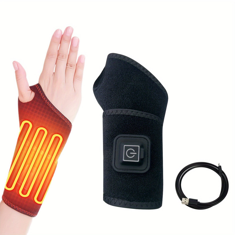 Black Wrist Heated Brace Wrist Warmer Wrap With 3 Heat Settings For Carpal Tunnel Syndrome Arthritis Tendonitis Joint Pain Soreness