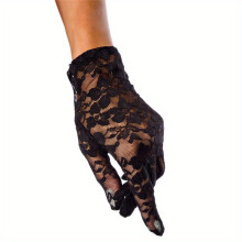 Lace Sexy Gloves Short Solid Breathable Full Finger Gloves Wedding Bridal Gloves Sunscreen Outdoor Gloves