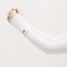 1 Pair Butterfly Print Sunproof Sleeves Casual Solid Elastic Ice Silk Sleeves UV Protection Thin Breathable Sleeves