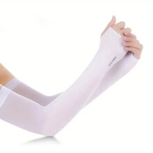 1 Pair With Thumb Hole Ice Sleeves Solid Spring & Summer Sunscreen UV Protection Sleeves Outdoor Cycling Sports Long Sleeves For Women Men