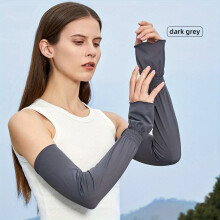 Dark Gray Sunscreen Ice Sleeves Extended Long Loose Sleeves Outdoor Cycling UV Protection Breathable Ruffles Sleeves