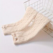 Ribbed Knitted Wool Gloves Solid Plush Warm Fingerless Long Gloves Elastic Coldproof Gloves For Cold Weather