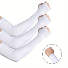 3 Pairs Ice Silk Sleeves Solid Sunproof Casual Elastic Sleeves Summer UV Protection Thin Breathable Sleeves For Women Men