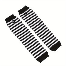 Striped Half Finger Sleeves Knitted Warm Arm Sleeves Casual Versatile Sleeves With Thumb Hole For Men And Women