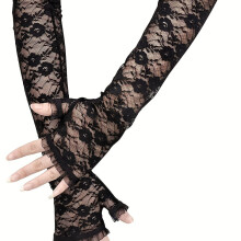 Lace Hollow Out Sleeve Long Sunscreen UV Protection Sleeve Arm Guard Fingerless Sleeve With Thumb Hole