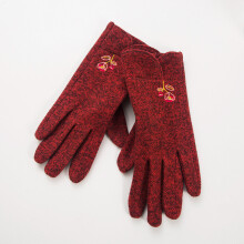 Fleece Thermal Gloves Flower Pattern Embroidered Split Finger Touch Screen Gloves Autumn And Winter Gloves