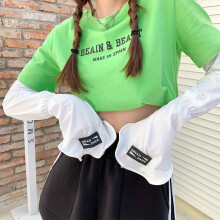 Thin Loose Stripe Sunscreen Sleeves Long Fingerless Arm Protection Gloves UV Protection Sleeves For Driving Cycling