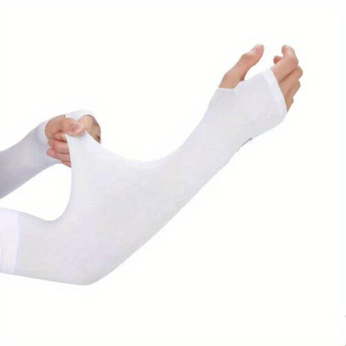 Solid Elastic Sleeve Sunscreen UV Protection Long Sleeve Arm Compression Soft Sleeves With Thumb Hole Unisex