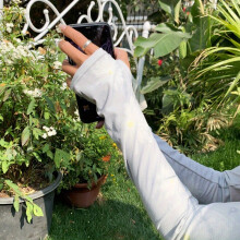 Daisy Printed Loose Ice Sleeve UV Protection Sun Long Arm Sleeves With Thumb Hole For Cycling Driving Sunshade Sleeve