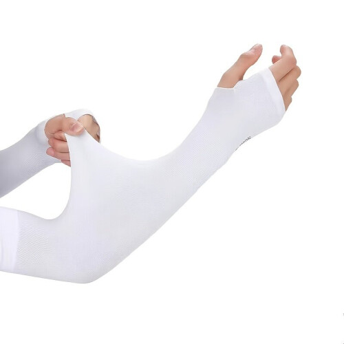 Solid Elastic Sleeve Sunscreen UV Protection Long Sleeve Arm Compression Soft Sleeves With Thumb Hole Unisex 2