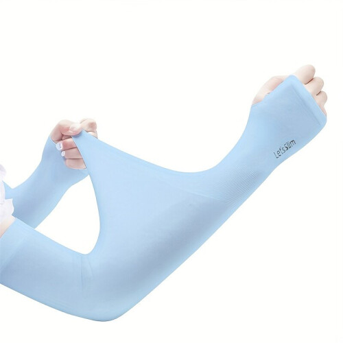 Sunscreen Sleeve Long Solid Elastic Gloves Silky Arm Guard UV Sleeve With Thumb Hole 2