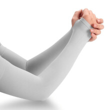 1pair Thumb Hole Arm Sleeves For Women Men Minimalist Solid Sunscreen Ice Sleeves Nylon Gloves For Outdoor