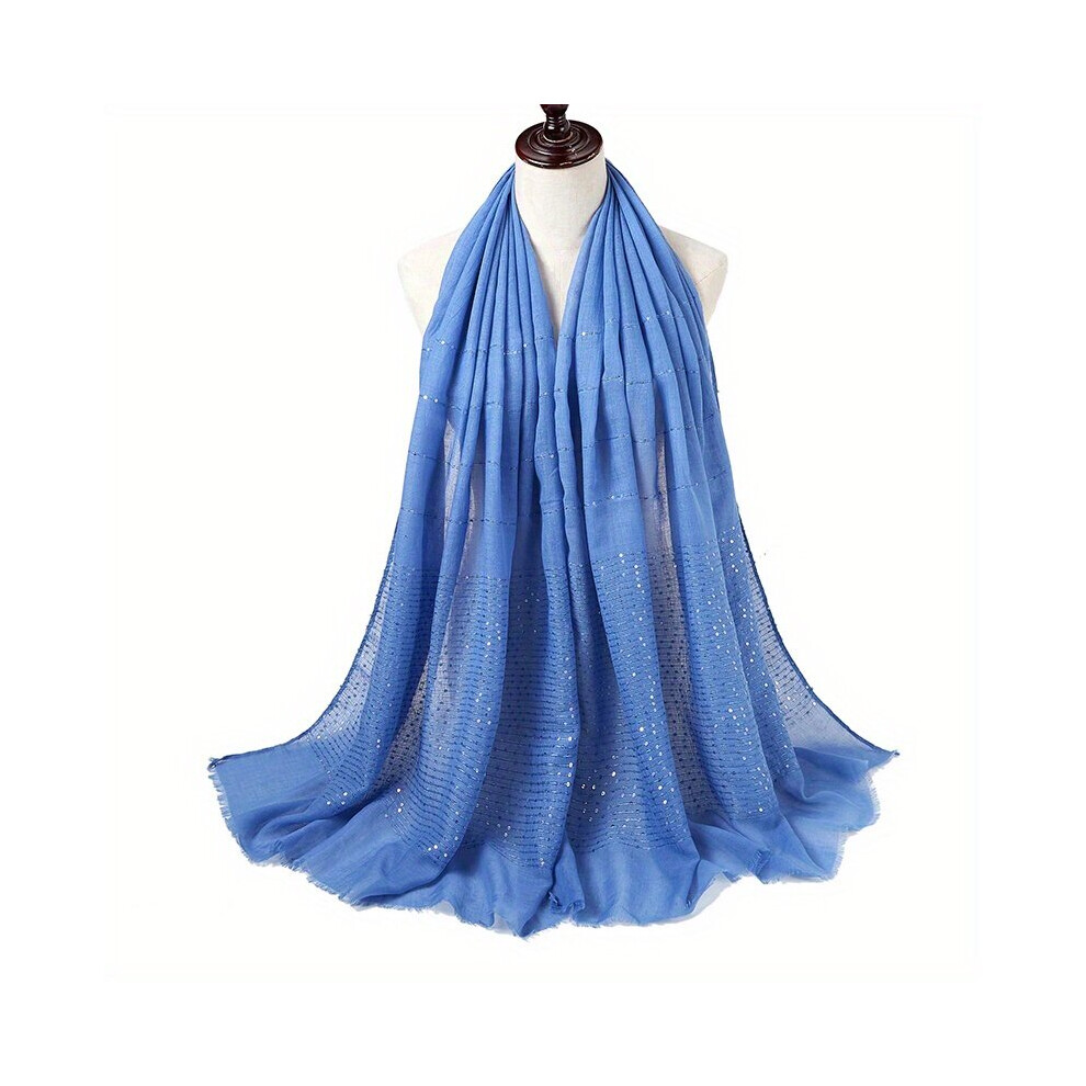 Hot Stamping Frayed Edge Scarf Solid Shawl Hijab Classic Turban Head Wrap Outdoor Travel Beach Towel Hair Accessories-image-OPC-PC6D6Y7-NEW