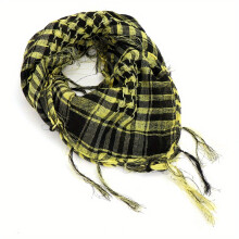 37 Retro Double Colors Scarf Tactical Desert Headscarf Windproof Sand proof Warm Tassel Scarf Outdoor Arab Scarf