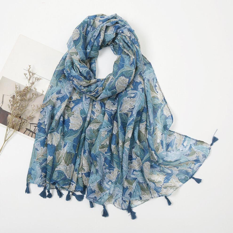 Autumn And Winter Linen Printed Tassel Scarf Floral Printed Warm Scarves Long Lightweight Scarf-image-OPC-PC6D7HP-NEW