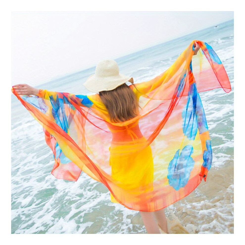 Lightweight Sunscreen Shawl Oversized Printed Air Conditioning Windproof Shawl Travel Beach Towel For Women-image-OPC-PC6D7KH-NEW