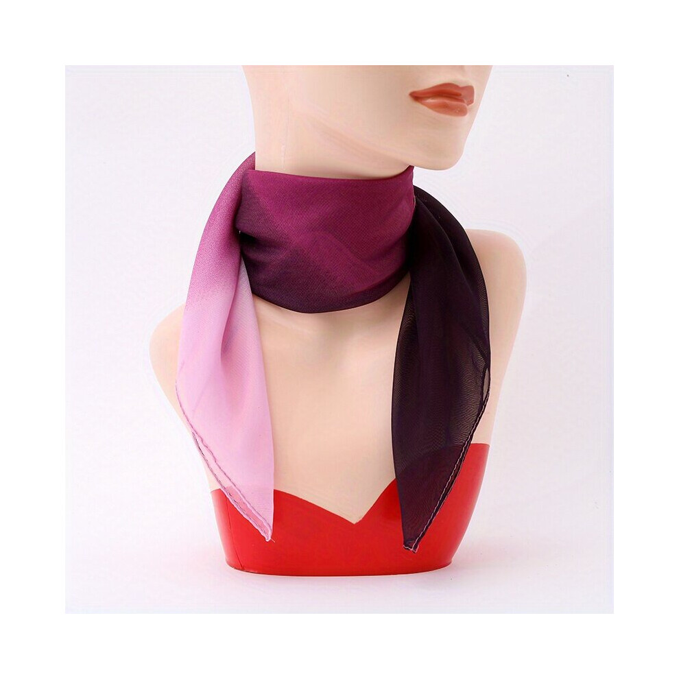 Chiffon Gradient Neckerchief Casual Square Scarf Bandana Women Head Wrap Hair Accessories