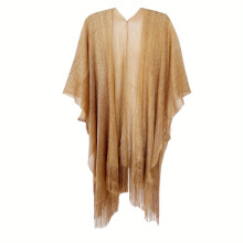 1pc Solid Tassel Shawl Thin Breathable Bikini Cover Up Women Sunscreen Cape Cardigan For Summer Outdoor Sun Beach