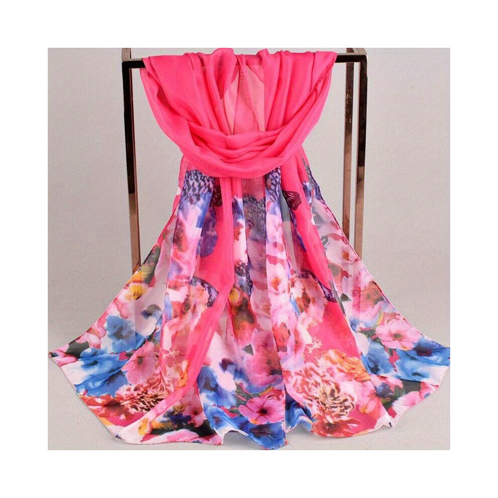 Butterfly Print Thin Scarf Silk Breathable Shawl Vintage Tie Dye Flower Hijab Head Wraps Sunscreen Travel Beach Towel-image-OPC-PC6D8V2-NEW