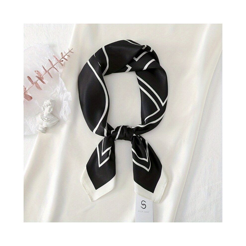 Stripe Print Casual Square Scarf & Bandana Women Headwrap Silk Satin Kerchief-image-OPC-PC6D966-NEW