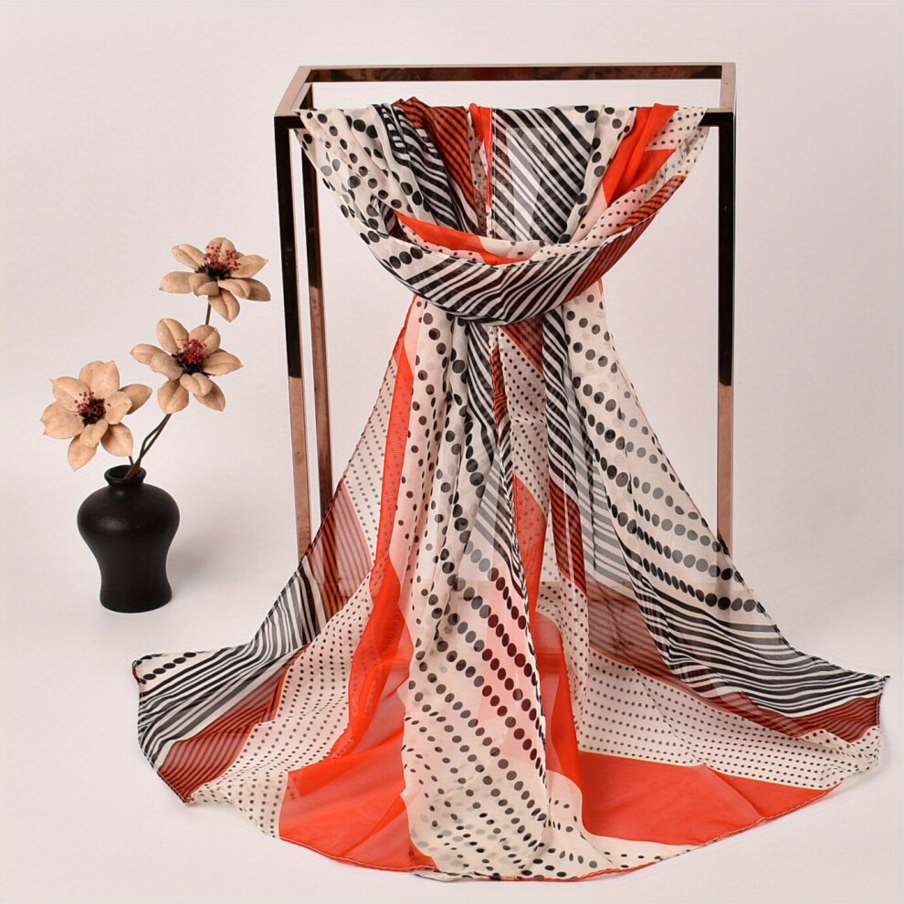 50 01cm 150 01cm Thin Chiffon Scarf Polka Dot Stripe Print Block Shawl Casual Head Wrap Travel Beach Towel-image-OPC-PC6D9CY-NEW