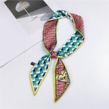 Heart Geometric Print Skinny Scarf Long Ribbon Neckerchief Classic Decorative Twilly Scarf Wrist Bag Wrap Accessories For Women