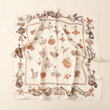 Ballet Girls Print Square Scarf Satin Neckerchief Head Wrap Sunscreen Shawl