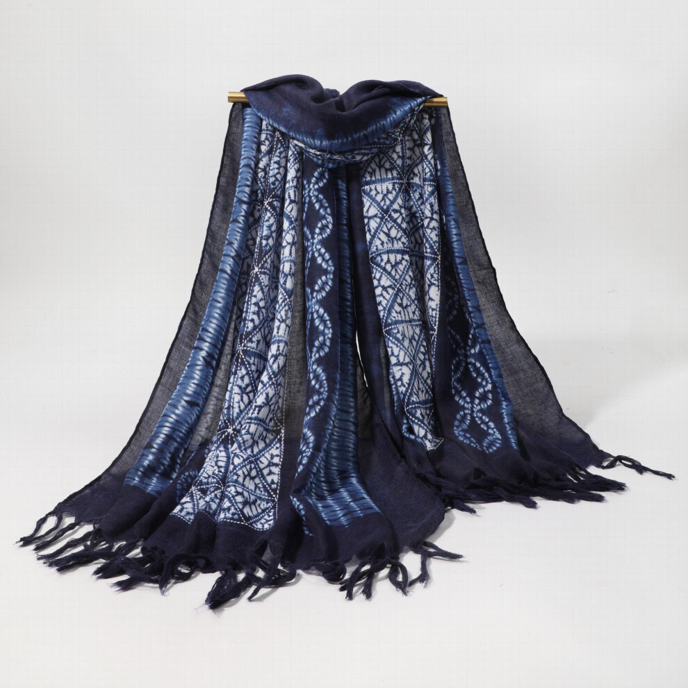 Boho Print Scarf Vintage Geometric Block Tassel Shawl Windproof Head Wrap Sunscreen Travel Beach Towel-image-OPC-PC6DBMB-NEW