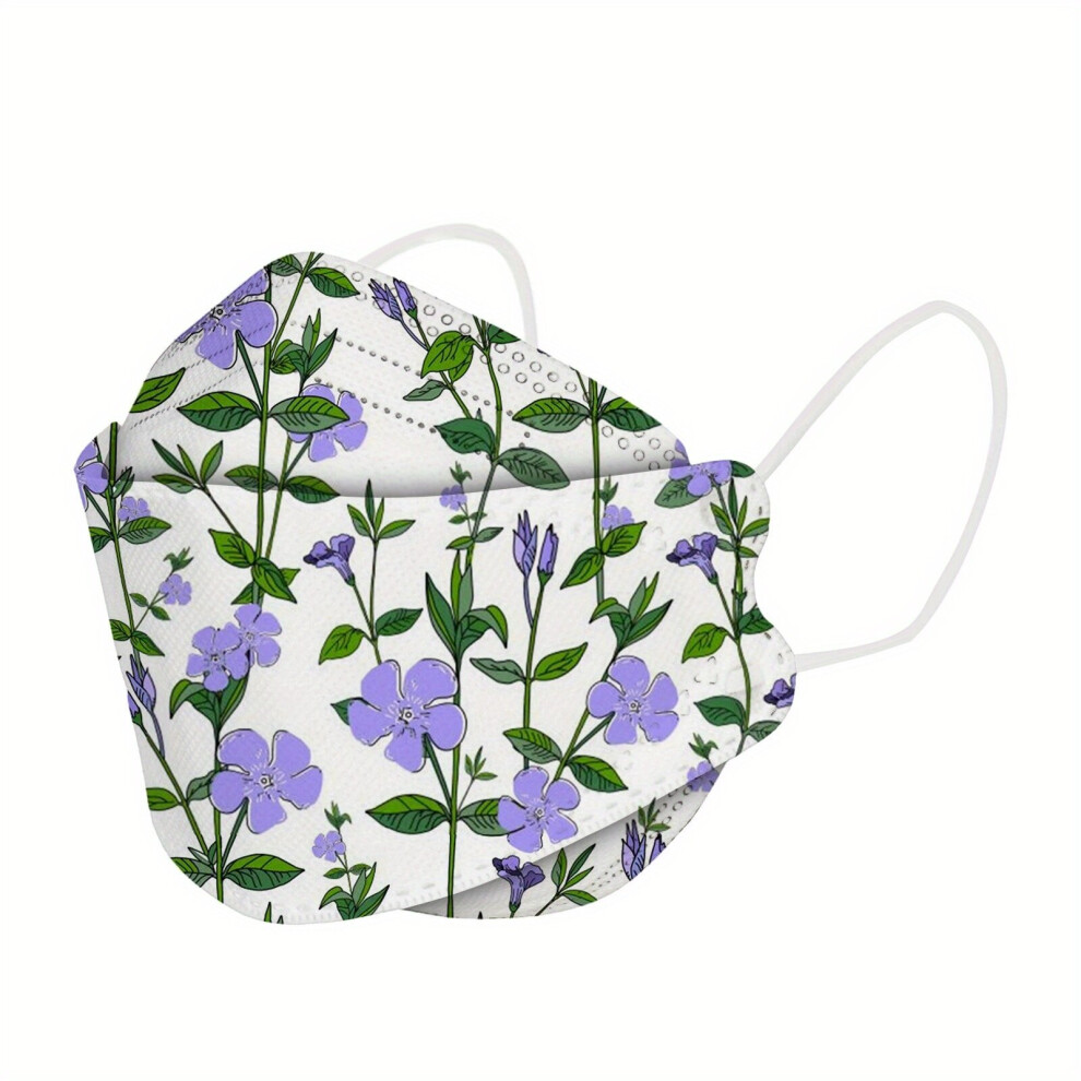 50Pcs Kf94 Mask Solid Disposable Floral Print Face Masks Causal Outdoor Dustproof Mask Accessories 885664525027