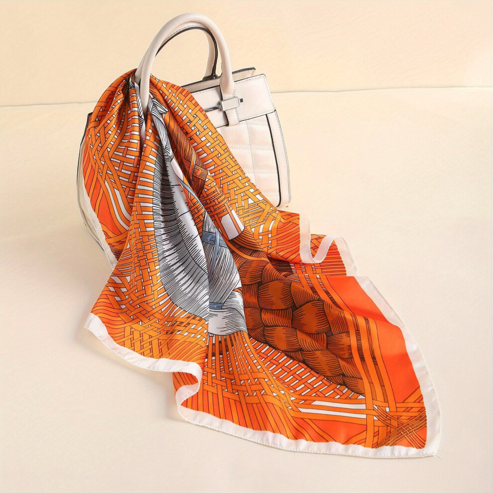 69 Vintage Print Square Scarf Classic Silk Shawl Bandana Head Wraps Casual Neckerchief For Women-image-OPC-PC6DBR2-NEW