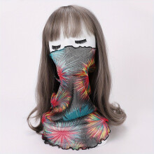 Classic Print Ruffles Neck Gaiter Thin Breathable Veil Boho Gauze Mask Casual Sunproof Dustproof Face Covering