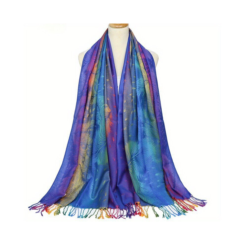 Gradient Fringed Scarf Long Print Warm Shawl Sunscreen Satin Shawl Wraps For Women-image-OPC-PC6DBSZ-NEW