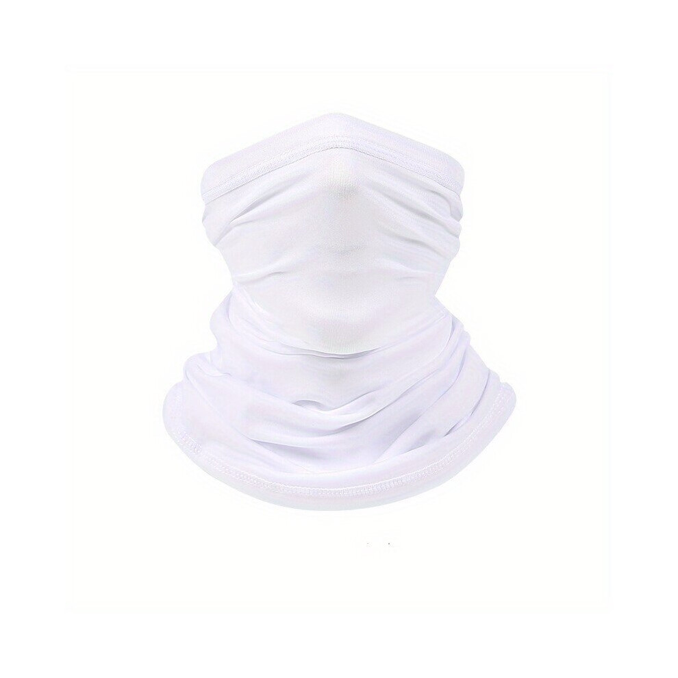 Unisex Solid Neck Gaiter Sunproof Ice Silk Face Covering Casual Breathable Mask For Riding Motorcycle White 885664516384