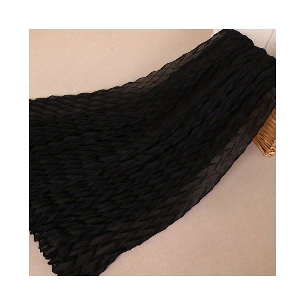 Pleated Voile Hijab Solid Scarf Casual Sunscreen Shawl Women Head Wrap Turban Travel Beach Towel Hair Accessories-image-OPC-PC6DC5H-NEW