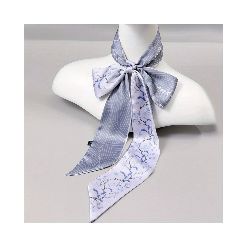 Flower Printed Neckerchief Casual Long Ribbon Skinny Scarf Headband Hair Tie Handbag Handle Charm Gift For Mothers-image-OPC-PC6DC67-NEW