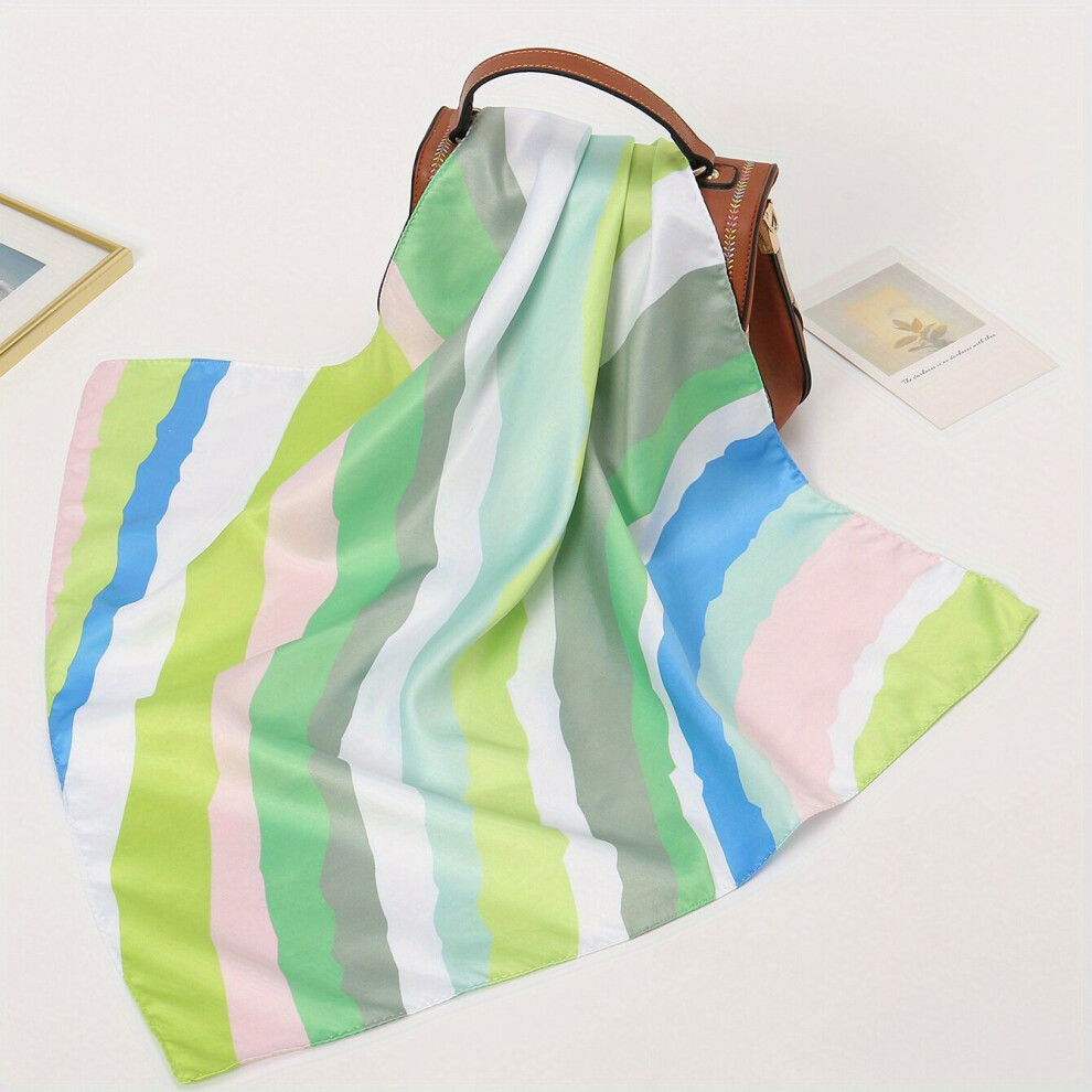 55 Colorful Striped Square Scarf Printed Casual Bandana Woman Neckerchief Satin Shawl Head Wraps-image-OPC-PC6DCWF-NEW