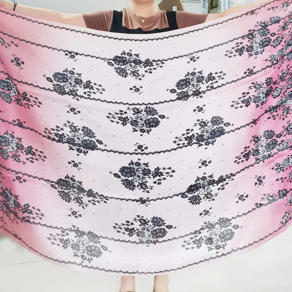 Vintage Flower Print Scarf Classic Shawl Windproof Bandana Casual Head Wraps Women Travel Beach Towel-image-OPC-PC6DDBQ-NEW