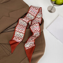 Floral Synthetic Silk Scarf Handbag Handle Ribbon Synthetic Silk Scarf Scarves Decoration Tied Hair Tie Scarf