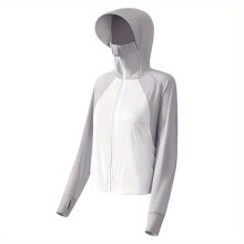 Summer Sun Suit Hoodie Shawl Wrap Candy Ice Silk Zipper Cape Outdoor UV Protection Sports Breathable Sun Jacket For Women