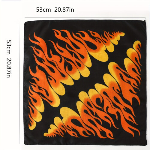 1pc Flame Pattern Mens Multifunctional Square Scarf 2