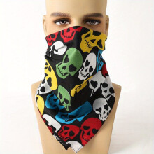 1pc Colorful Skull Print Mens Multifunctional Square Scarf