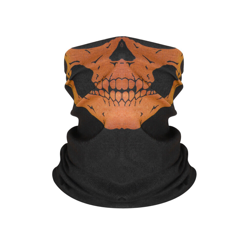 Skull Bike Motorcycle Helmet Neck Face Mask Paintball Ski Sport Headband Orange 885664545926