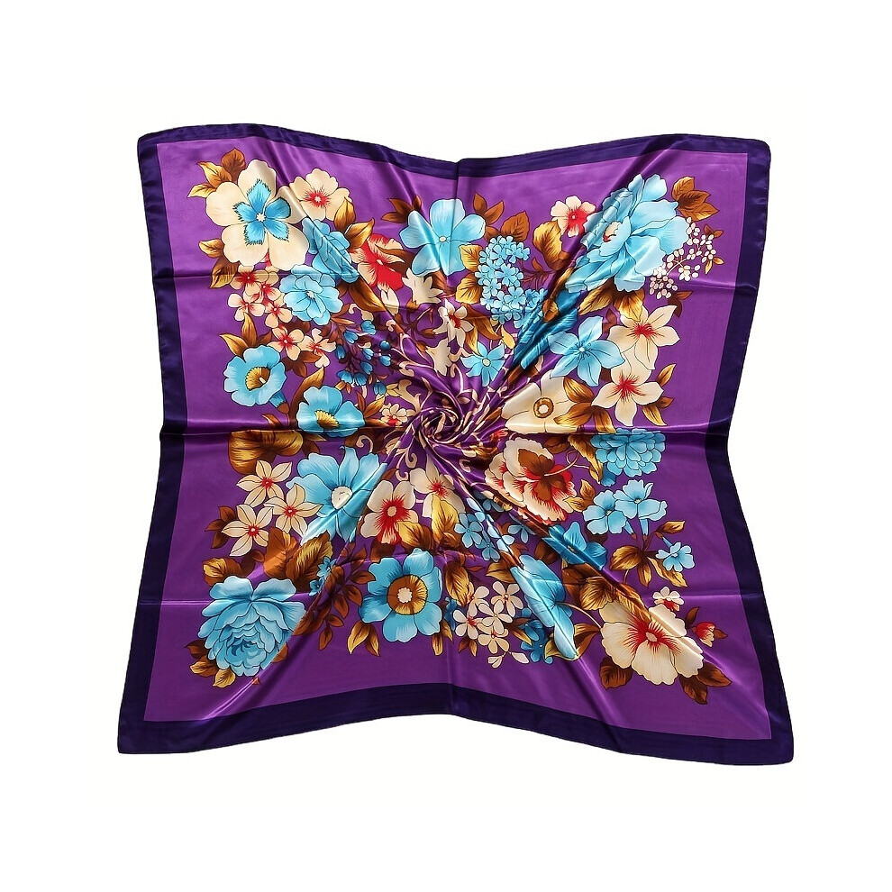 89 92 Cm Silky Square Floral Print Scarf Satin Shawl-image-OPC-PC6DF62-NEW
