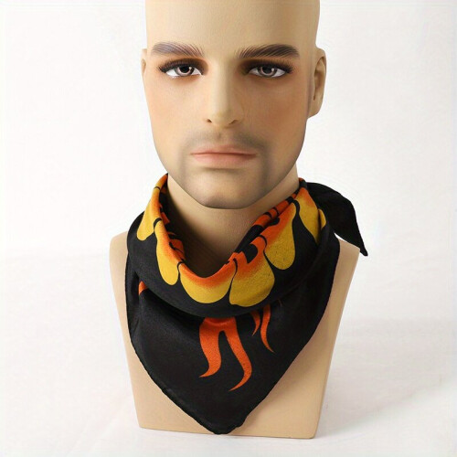 1pc Flame Pattern Mens Multifunctional Square Scarf