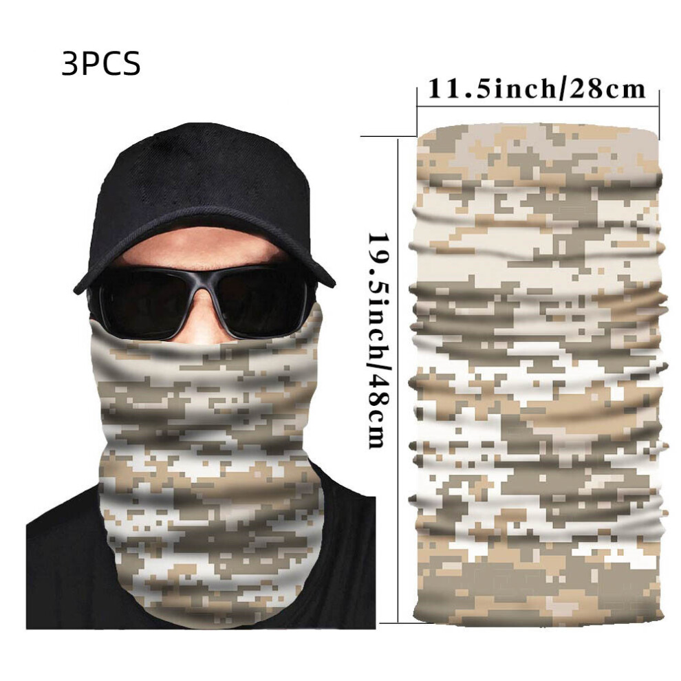 1Pc 3Pcs Sports Face Mask Mosaic Small Cube Camouflage Neck Protector Unisex Sunscreen Dustproof Mask Balaclava Bandana Scarf 885664546633
